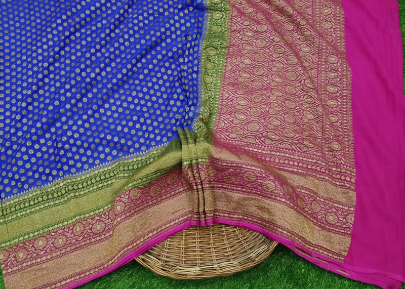 Khaddi Georgette Banarasi Saree -  Antique zari - The Handlooms