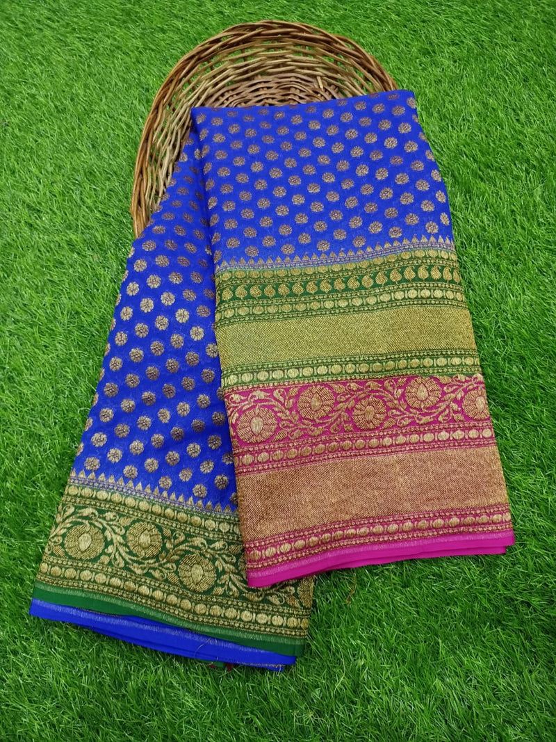 Khaddi Georgette Banarasi Saree -  Antique zari - The Handlooms