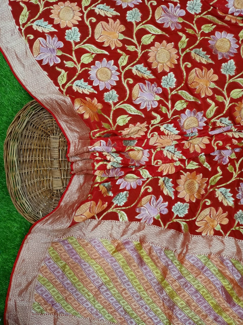 Khaddi Georgette Banarasi Saree - water zari - The Handlooms