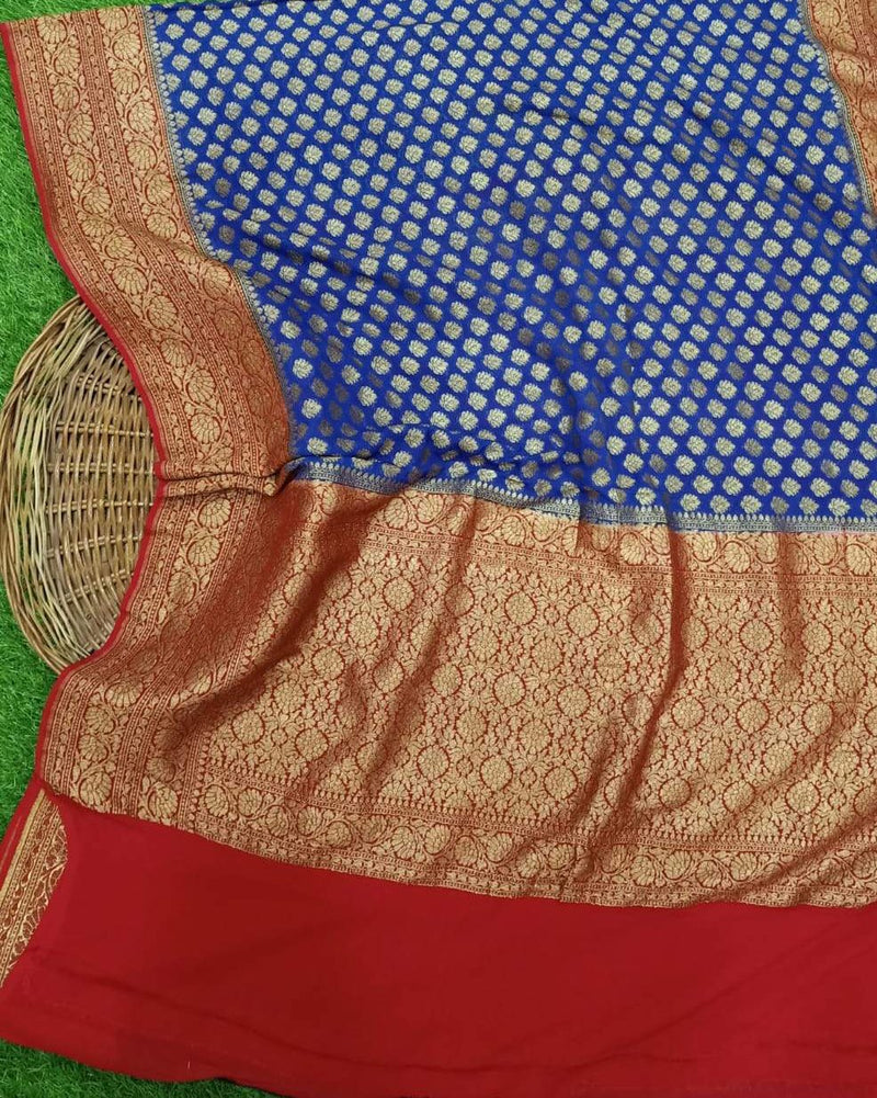 Khaddi Georgette Banarasi Saree -  Antique zari - The Handlooms