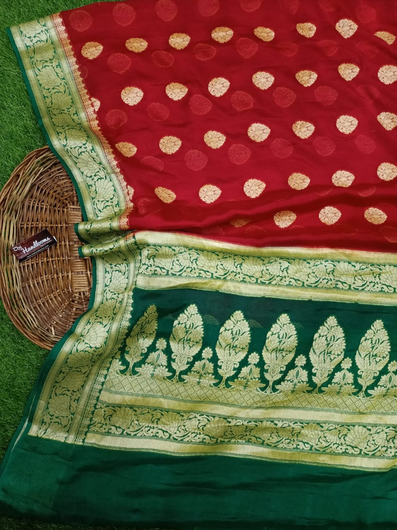 Pure Chiffon Khaddi Banarasi Saree - The Handlooms
