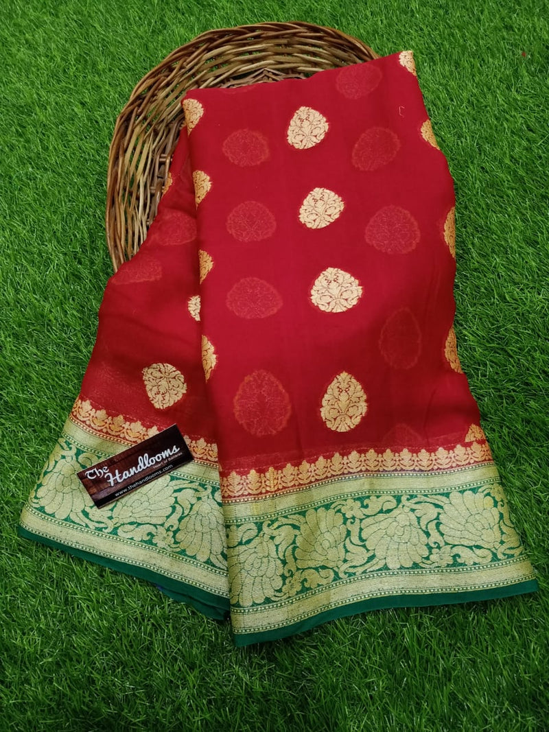 Pure Chiffon Khaddi Banarasi Saree - The Handlooms