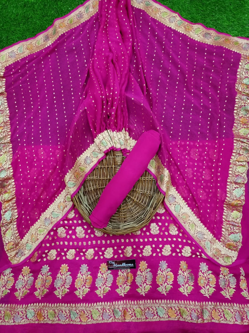 Khaddi Georgette Banarasi Dress material - The Handlooms