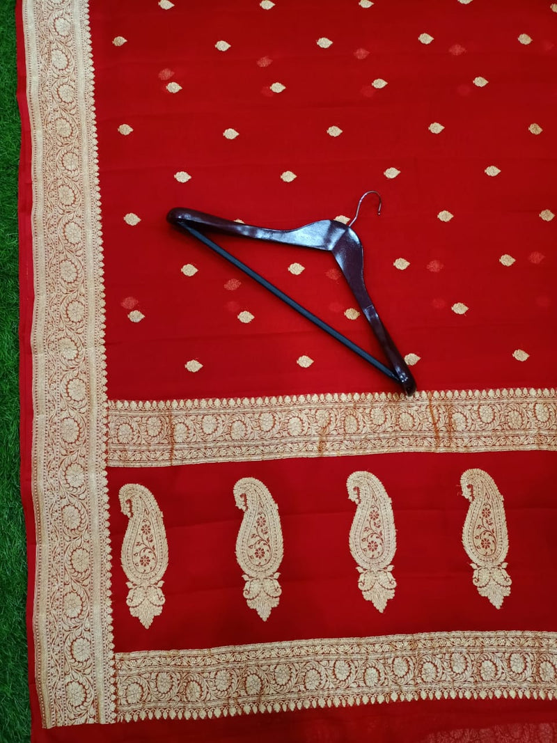 Khaddi Georgette Banarasi Saree - Gold zari - The Handlooms