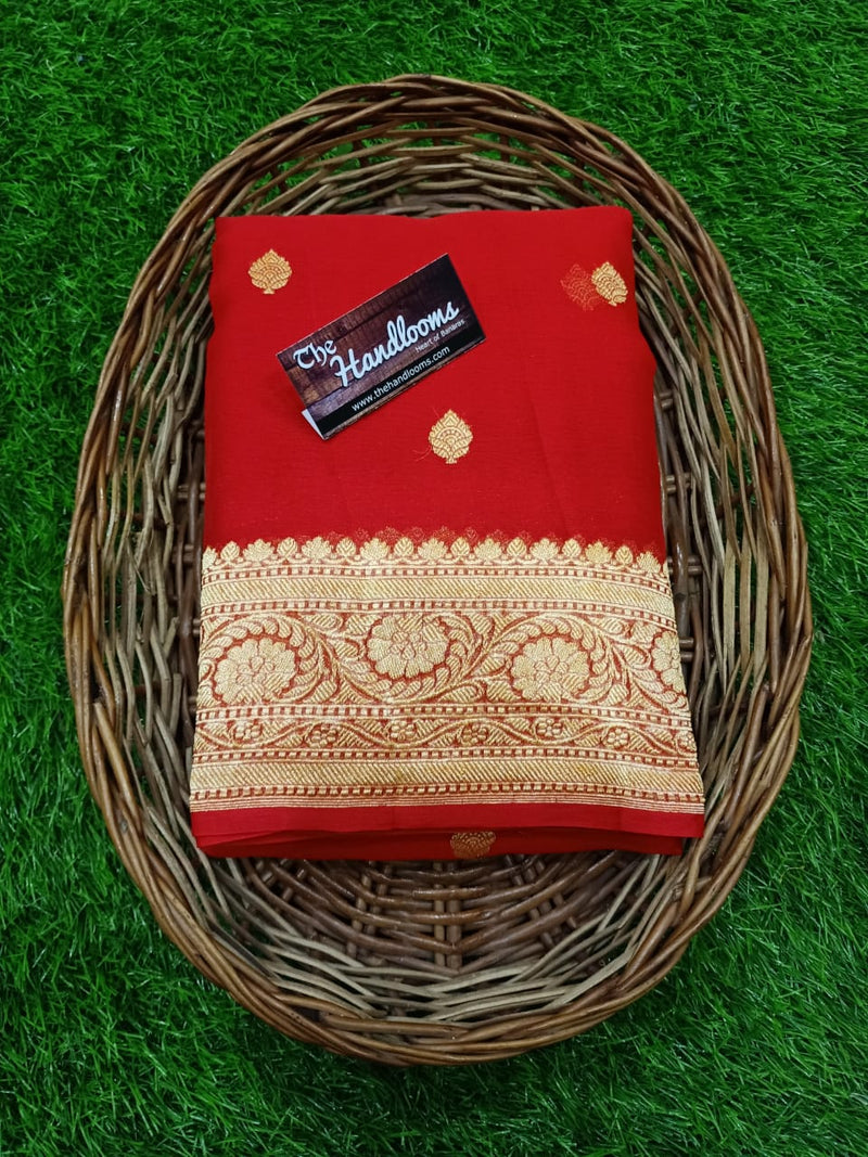 Khaddi Georgette Banarasi Saree - Gold zari - The Handlooms
