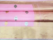 Pure Kora Handloom Banarasi Saree - Pink - The Handlooms