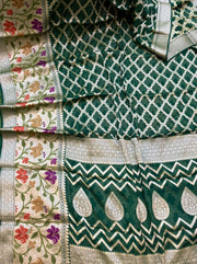 Green Pure Chiffon Khaddi Banarasi Saree - The Handlooms