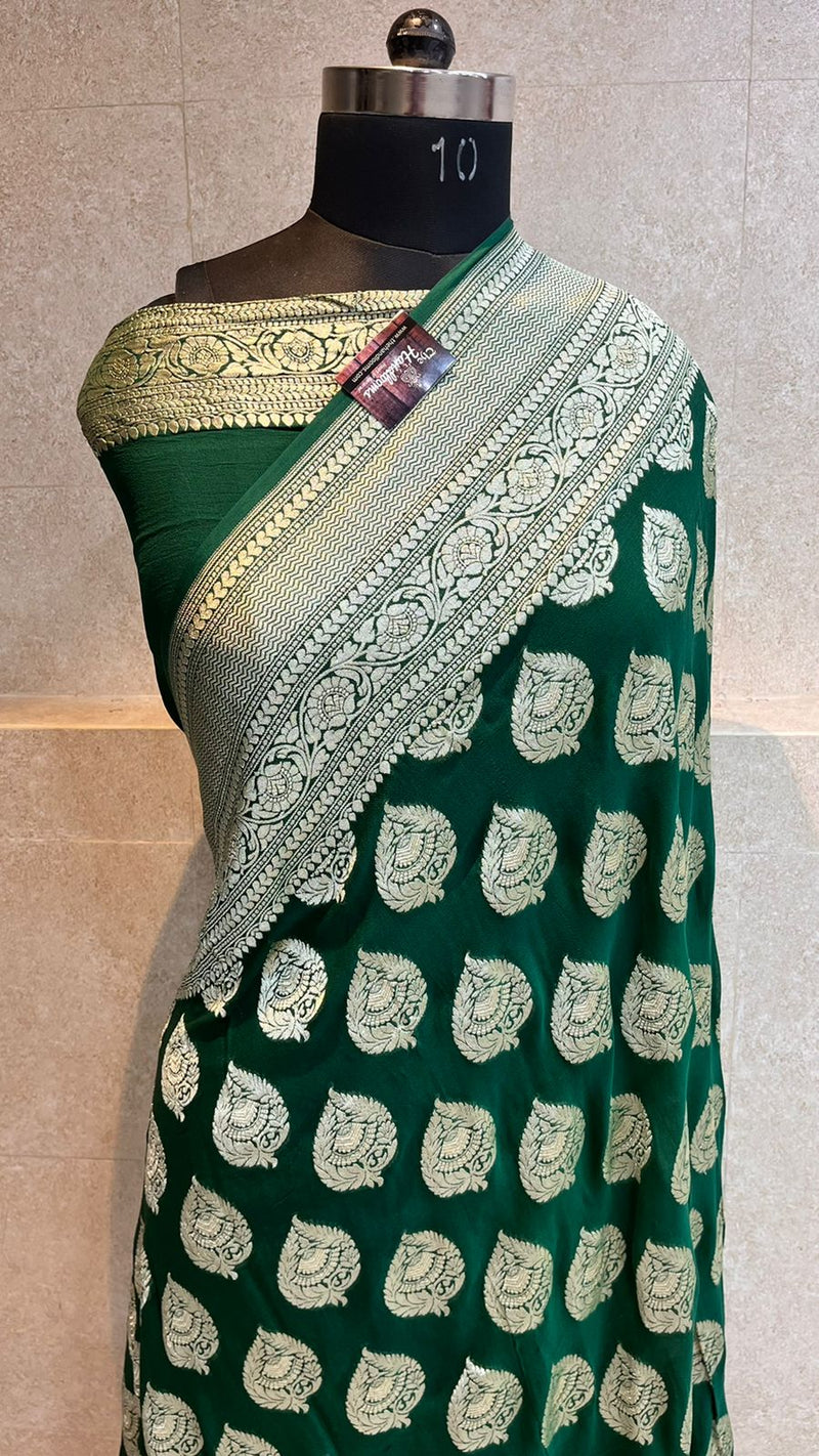 Khaddi Georgette Handloom Banarasi Saree - The Handlooms