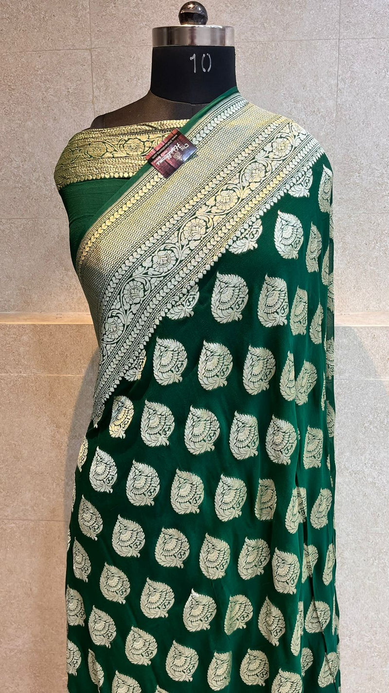 Khaddi Georgette Handloom Banarasi Saree - The Handlooms