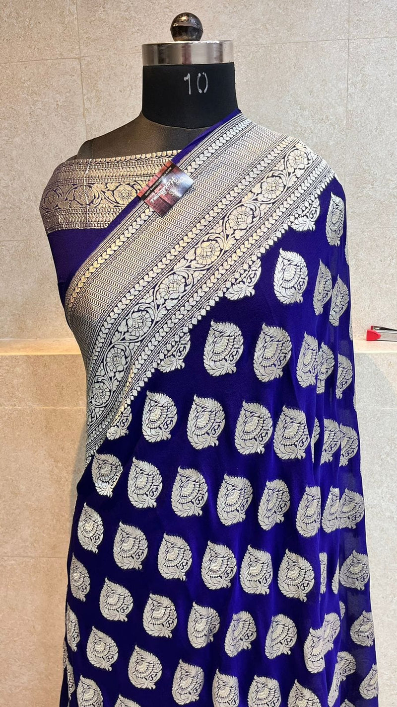 Khaddi Georgette Handloom Banarasi Saree - The Handlooms
