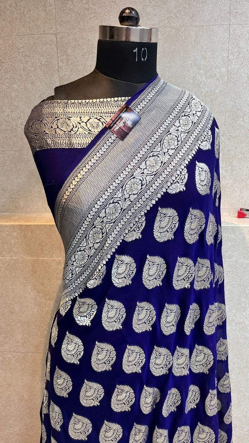 Khaddi Georgette Handloom Banarasi Saree - The Handlooms