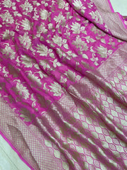Pink Khaddi Georgette Handloom Banarasi Saree - The Handlooms