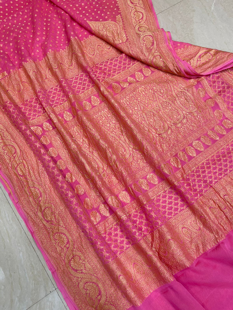 Khaddi Georgette Banarasi Saree -  Gold zari - The Handlooms