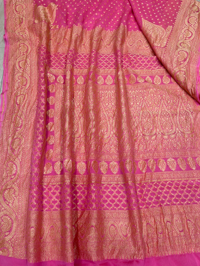 Khaddi Georgette Banarasi Saree -  Gold zari - The Handlooms