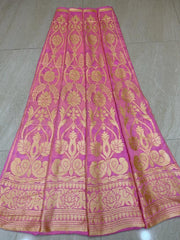 Pink Pure Khaddi Georgette Handloom Banarasi Lehenga - Stitched - The Handlooms