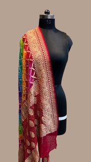 Pure Georgette Banarasi Bandhej Handloom Dupatta - The Handlooms