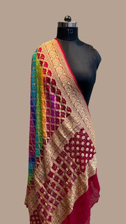 Pure Georgette Banarasi Bandhej Handloom Dupatta - The Handlooms