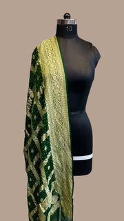 Pure Georgette Banarasi Bandhej Handloom Dupatta - The Handlooms