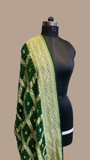 Pure Georgette Banarasi Bandhej Handloom Dupatta - The Handlooms
