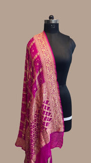 Pure Georgette Banarasi Bandhej Handloom Dupatta - The Handlooms