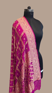 Pure Georgette Banarasi Bandhej Handloom Dupatta - The Handlooms