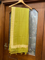 Pure Georgette Dupatta - gold zari - The Handlooms