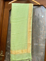 Pure Georgette Dupatta - gold zari - The Handlooms