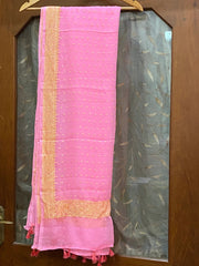 Pure Georgette Dupatta - gold zari - The Handlooms