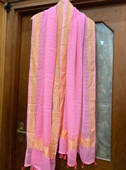 Pure Georgette Dupatta - gold zari - The Handlooms