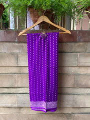 Pure Georgette Dupatta - grape violet silver zari - The Handlooms
