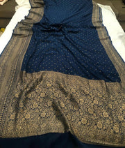 Khaddi Georgette Banarasi Saree -  Antique zari - The Handlooms