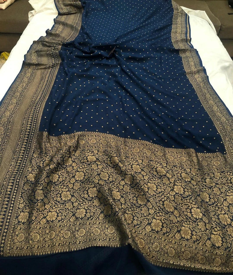 Khaddi Georgette Banarasi Saree -  Antique zari - The Handlooms