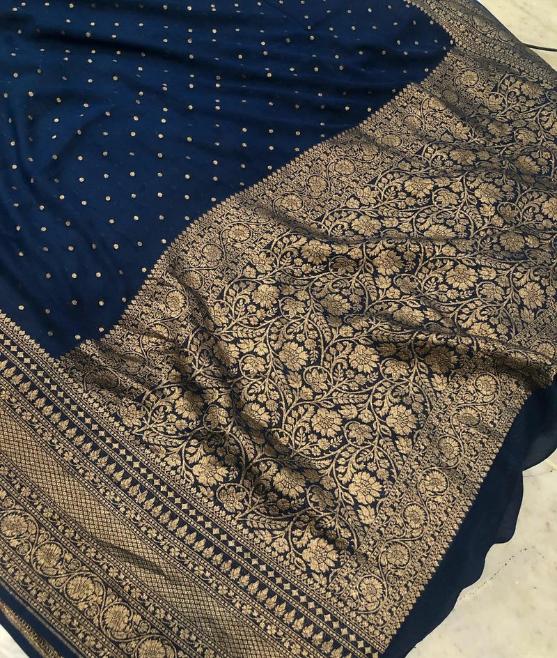 Khaddi Georgette Banarasi Saree -  Antique zari - The Handlooms