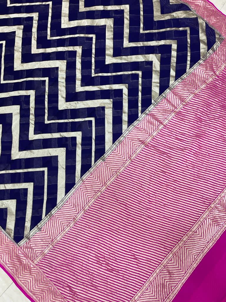 Khaddi Georgette Handloom Banarasi Saree - The Handlooms