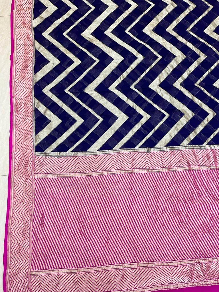 Khaddi Georgette Handloom Banarasi Saree - The Handlooms
