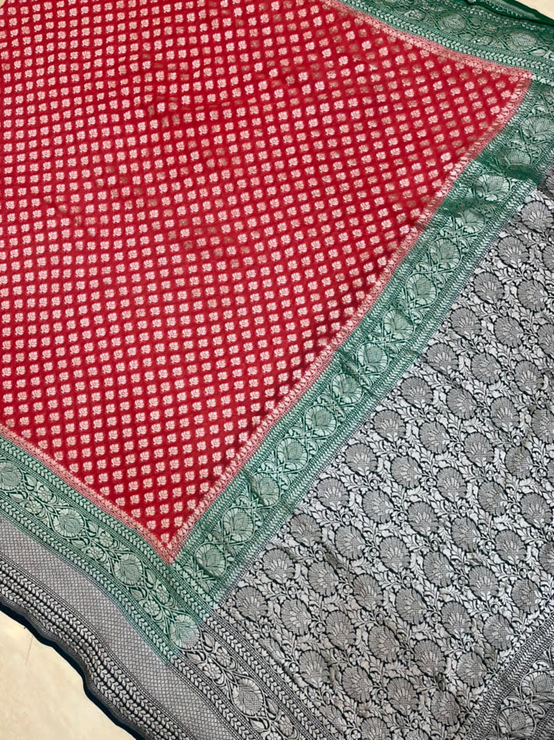 Khaddi Georgette Handloom Banarasi Saree - water zari - The Handlooms