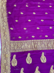 Pure Georgette Banarasi Saree - Antique Zari - The Handlooms