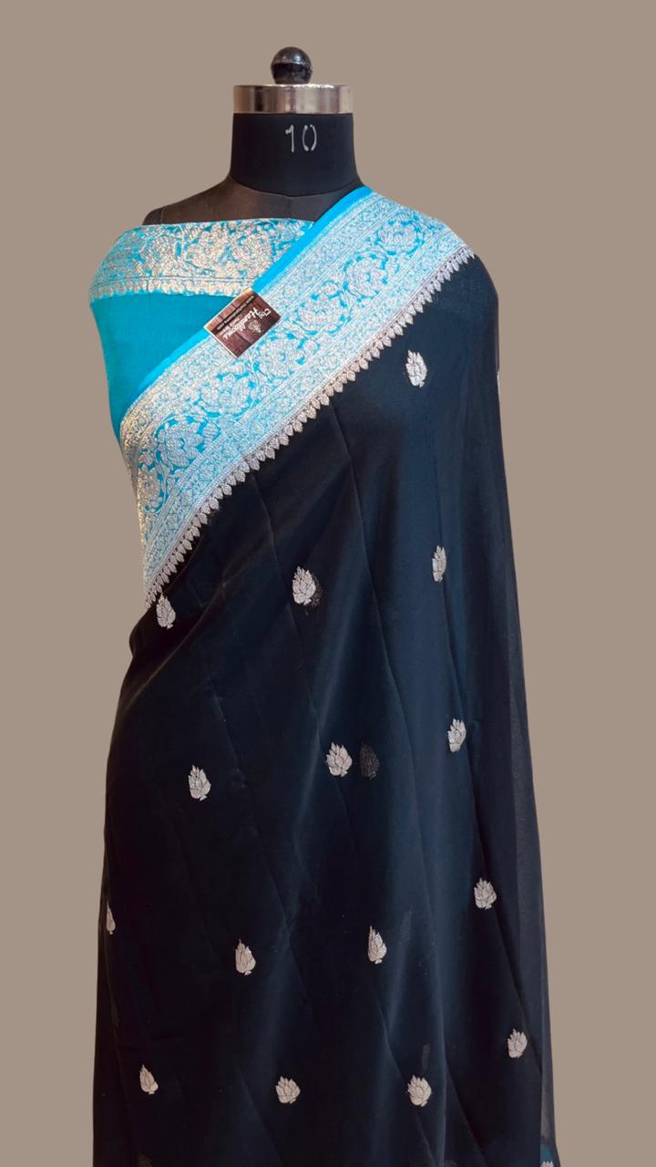 Pure Georgette Handloom Banarasi Saree - The Handlooms