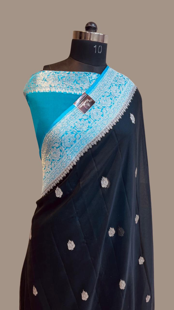 Pure Georgette Handloom Banarasi Saree - The Handlooms