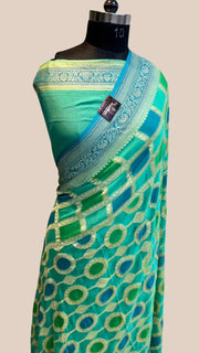 Khaddi Georgette Handloom Banarasi Saree - Gold Zari - The Handlooms