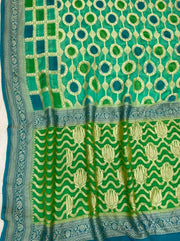 Khaddi Georgette Handloom Banarasi Saree - Gold Zari - The Handlooms