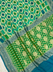 Khaddi Georgette Handloom Banarasi Saree - Gold Zari - The Handlooms