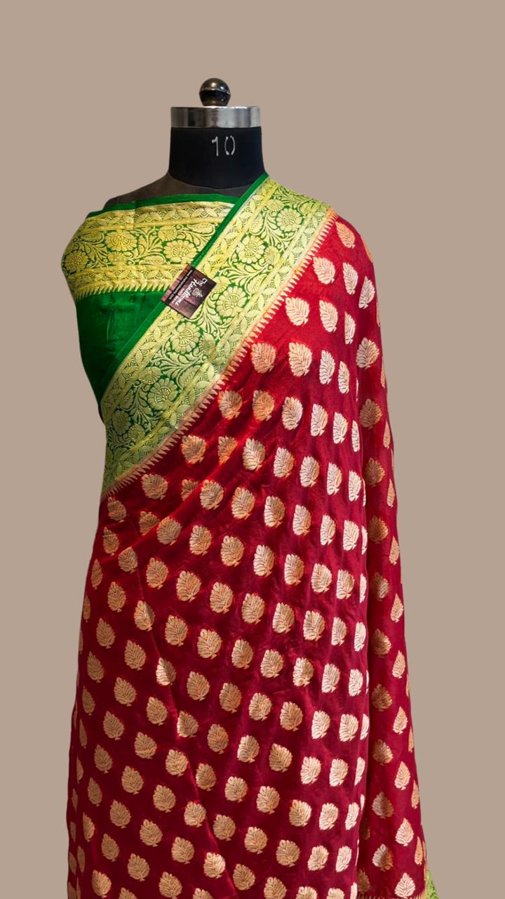 Pure Chiffon Khaddi Banarasi Saree - The Handlooms