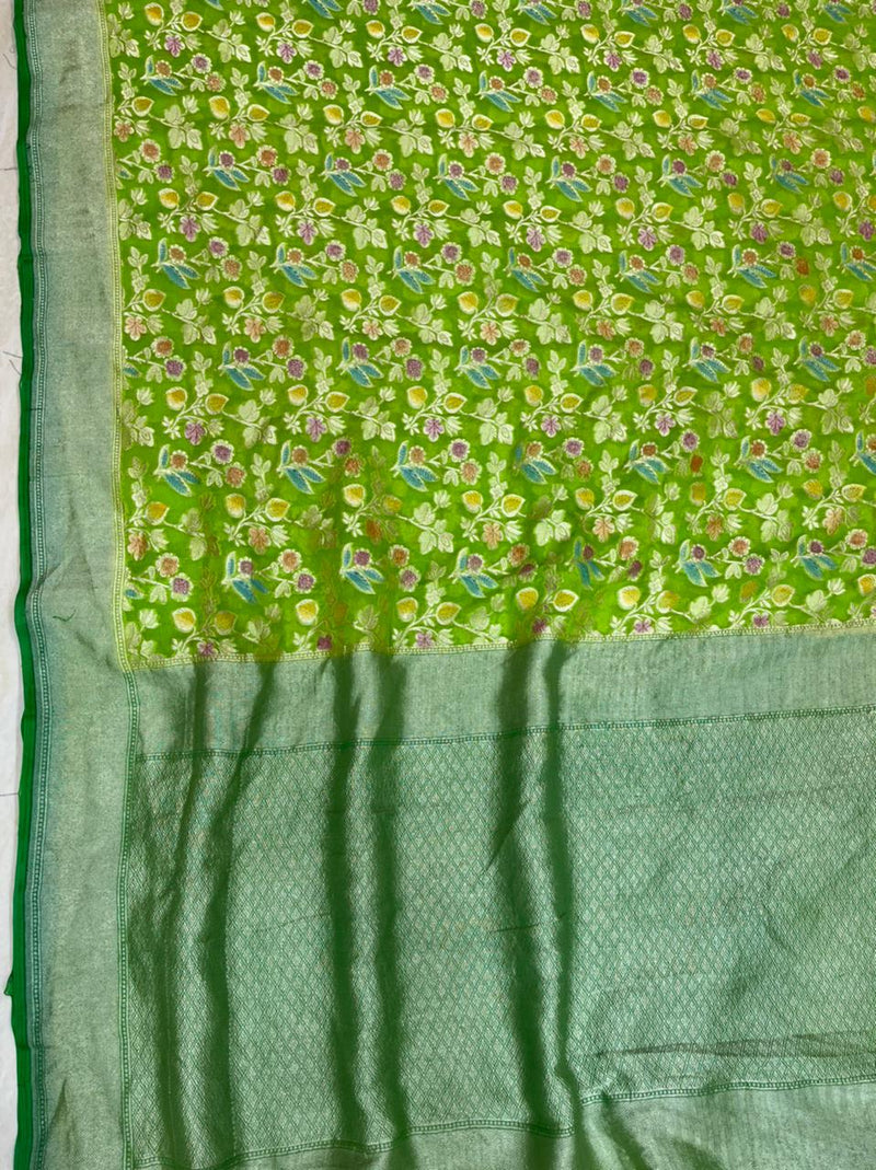Khaddi Georgette Handloom Banarasi Saree - The Handlooms