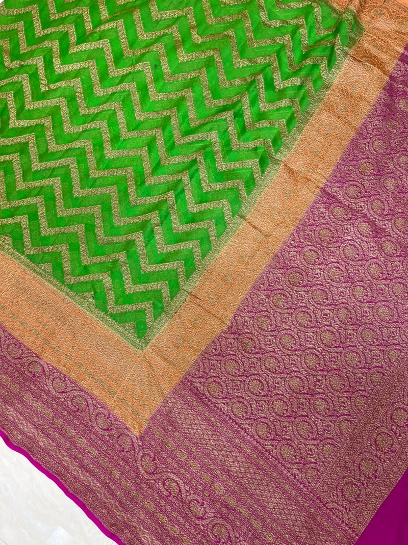 Khaddi Georgette Banarasi Saree -  Antique zari - The Handlooms