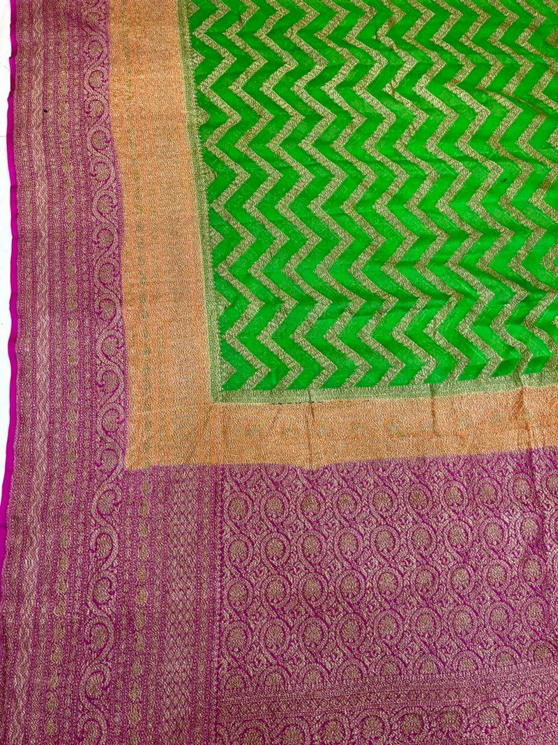 Khaddi Georgette Banarasi Saree -  Antique zari - The Handlooms