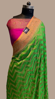 Khaddi Georgette Banarasi Saree -  Antique zari - The Handlooms