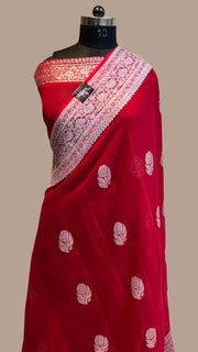 Khaddi Georgette Banarasi Saree - silver zari - The Handlooms