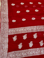 Khaddi Georgette Banarasi Saree - silver zari - The Handlooms