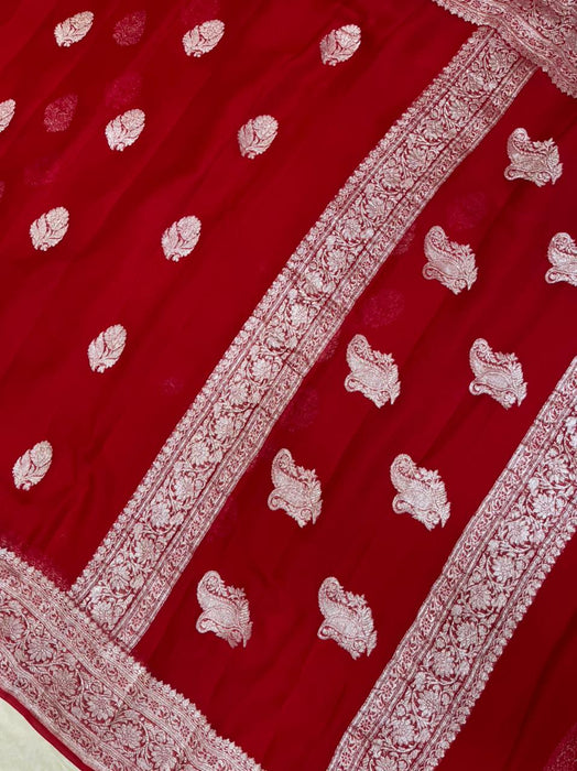 Khaddi Georgette Banarasi Saree - silver zari - The Handlooms